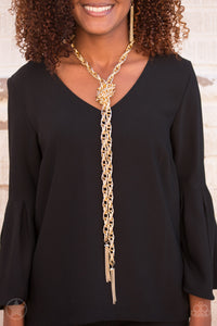 SCARFed for Attention - Gold Paparazzi Accessories
